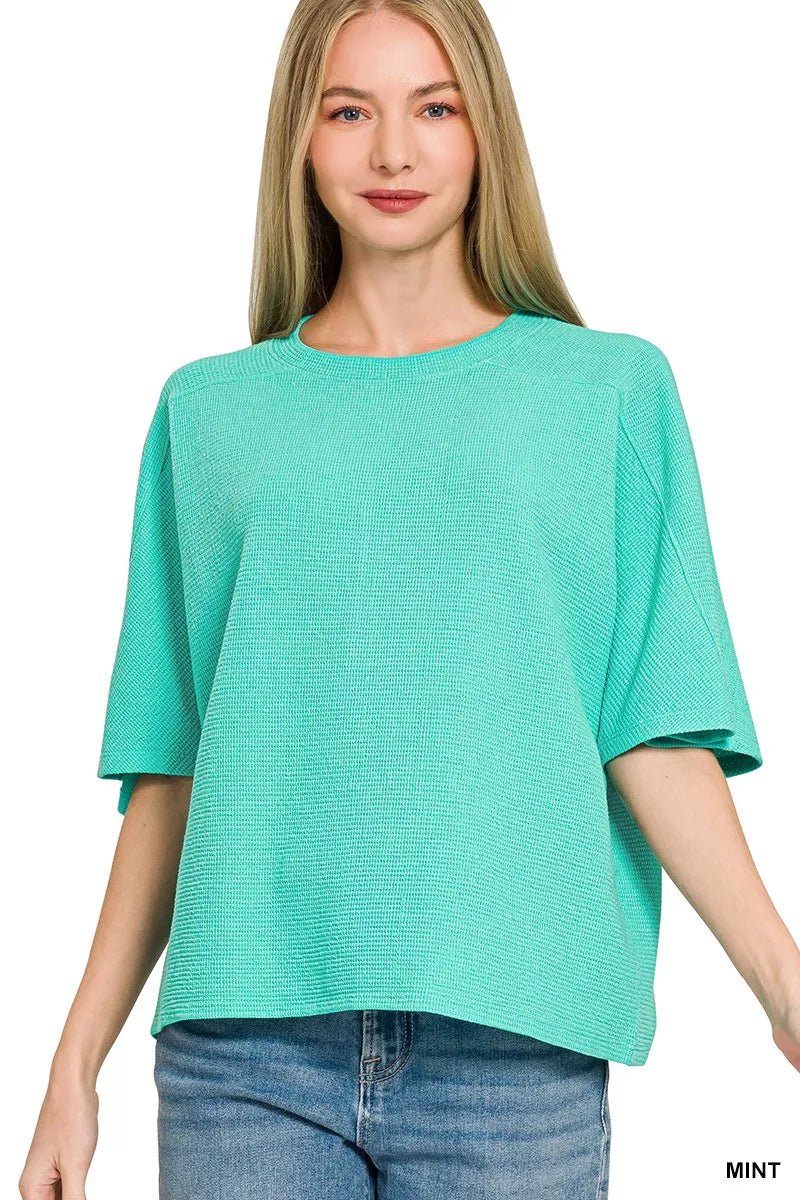 Zenana Double Knit Short Sleeve Top - 
