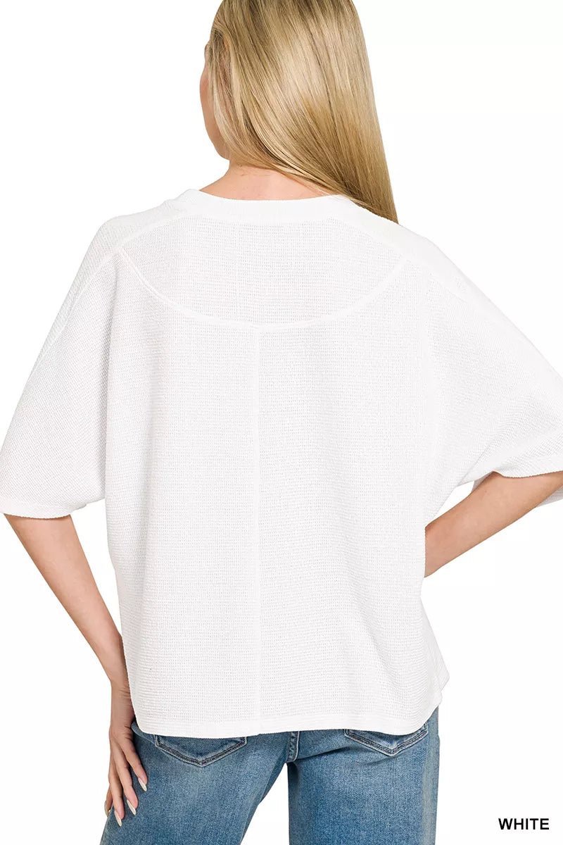 Zenana Double Knit Short Sleeve Top - 