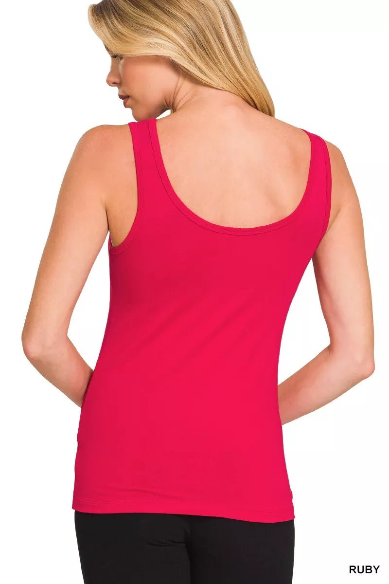 Zenana Double Scoop American Flag Embroidered Tank Top - 