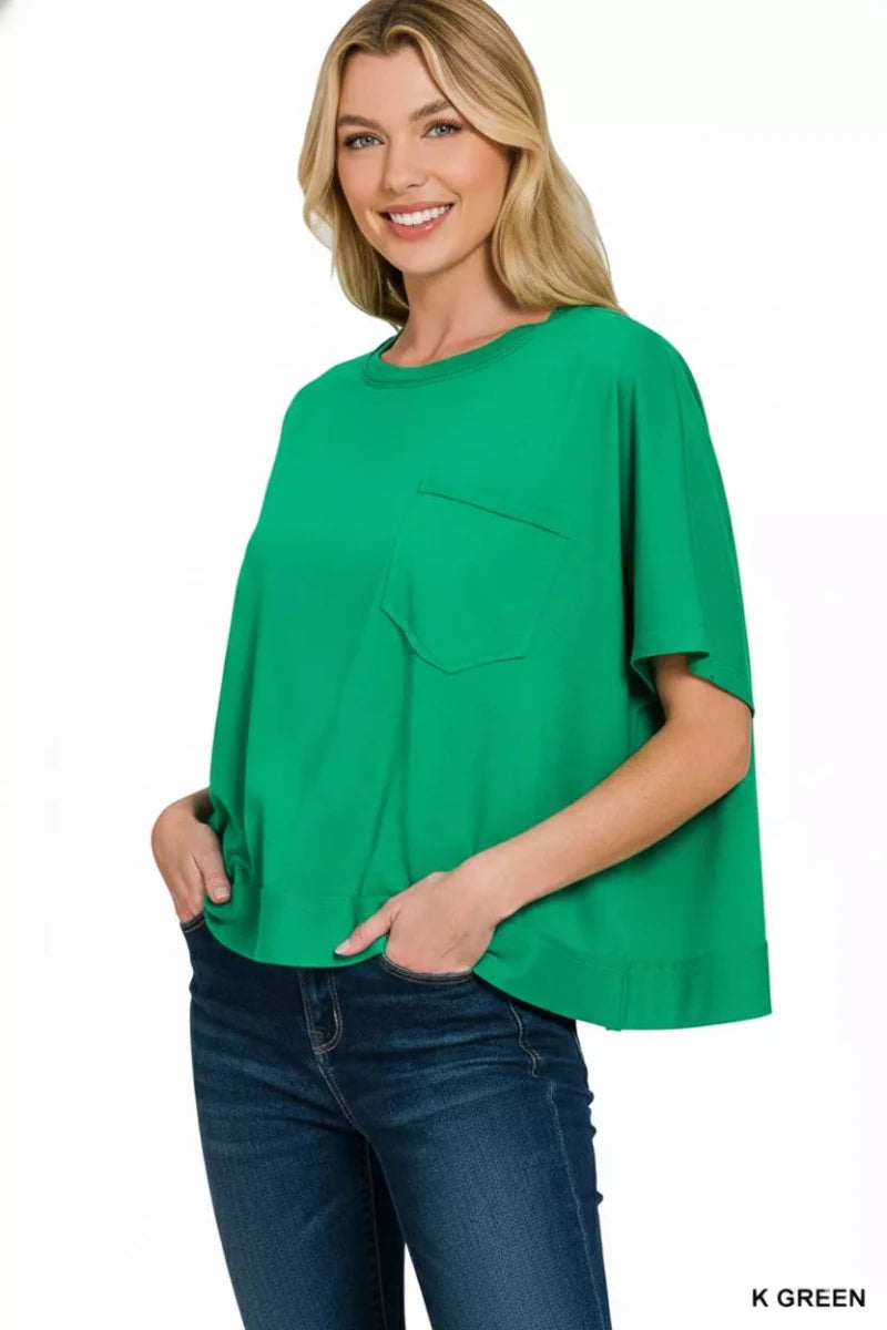Zenana Exposed Seam Boxy Top - 