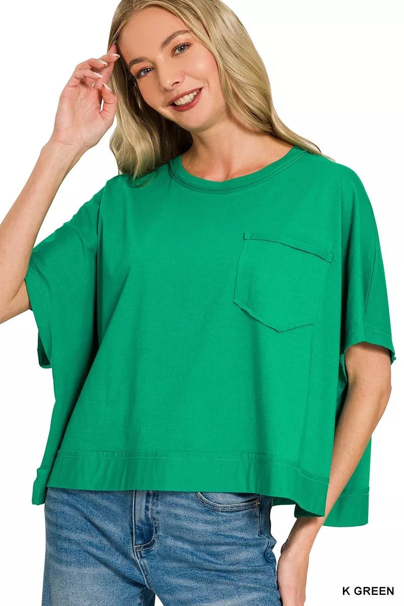 Zenana Exposed Seam Boxy Top - 