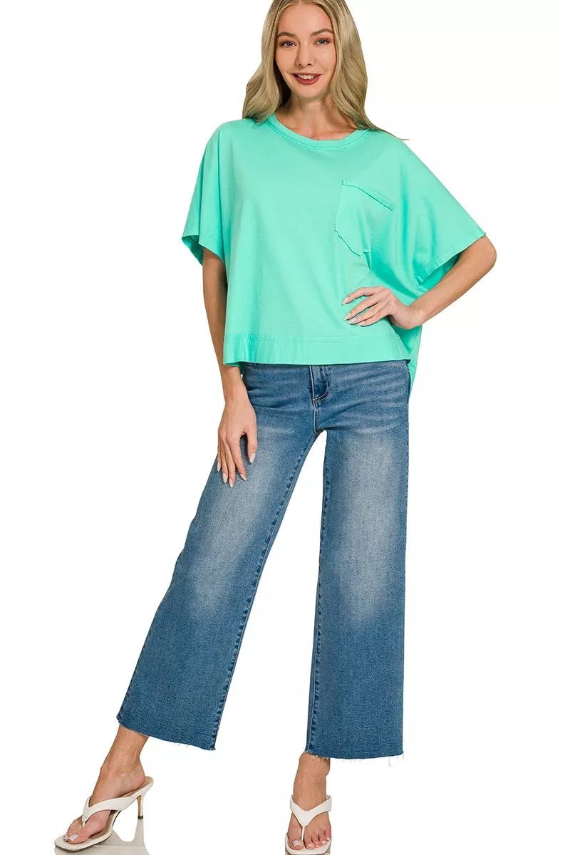 Zenana Exposed Seam Boxy Top - 