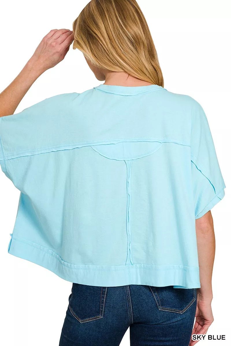 Zenana Exposed Seam Boxy Top - 
