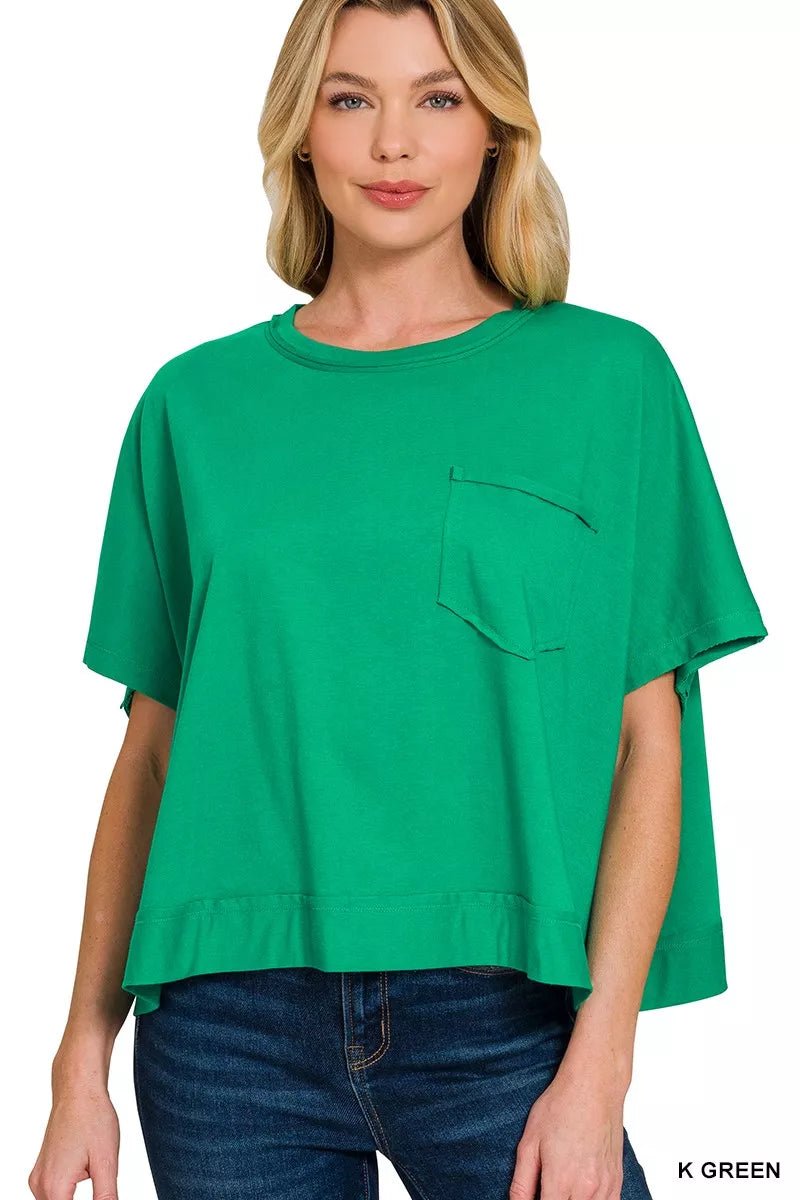 Zenana Exposed Seam Boxy Top - 