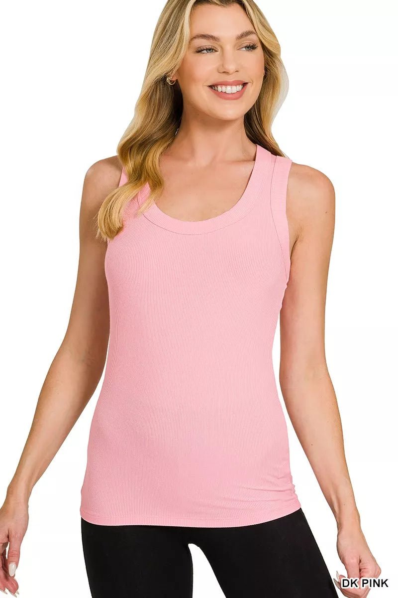 Zenana Ribbed Scoop Neck Tank Top - 