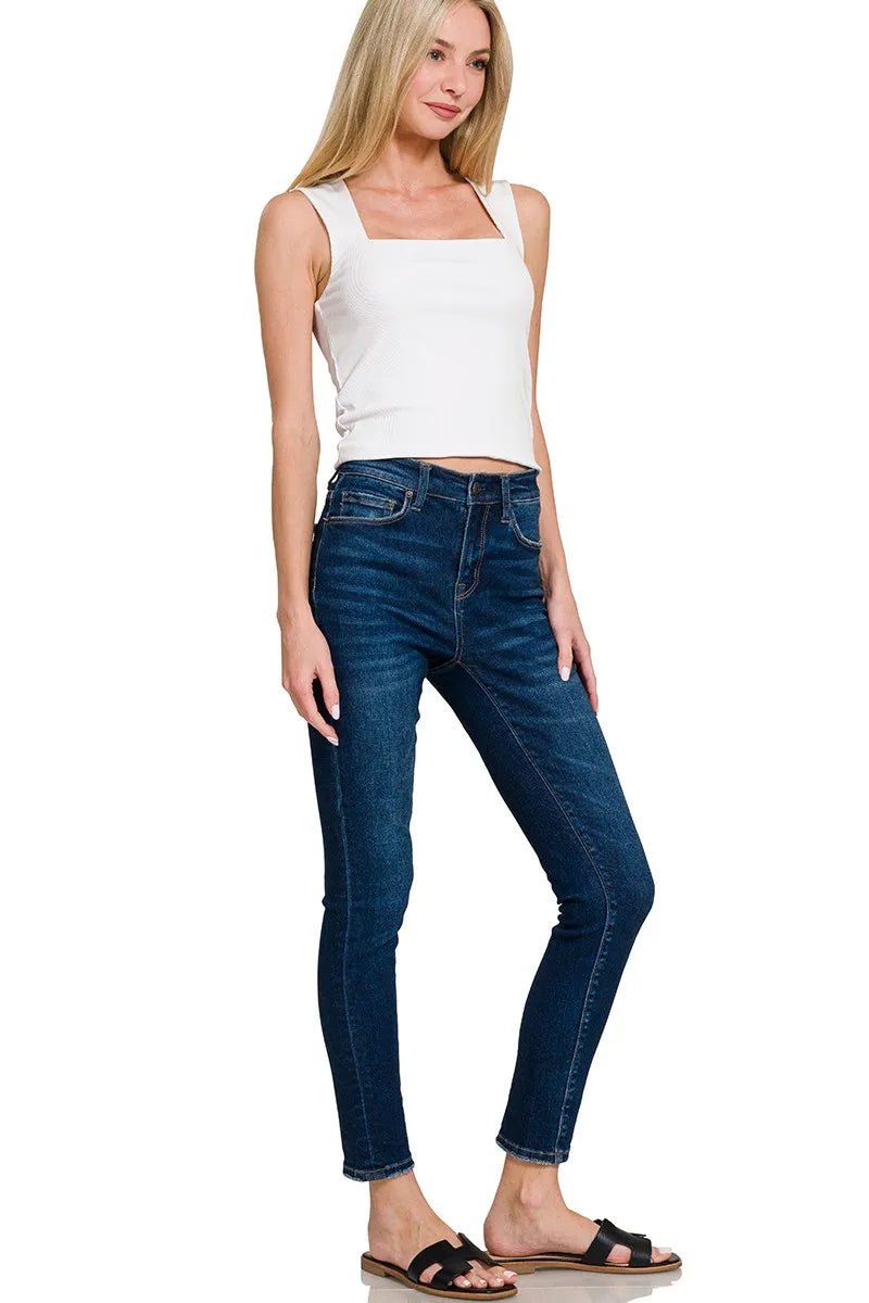 Zenana Ribbed Seamless Double Layered Square Neck Tank - 
