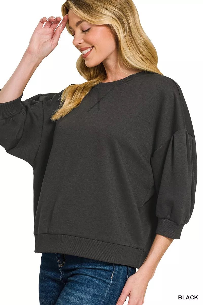 Zenana Scuba Dolman Sleeve Sweatshirt - 