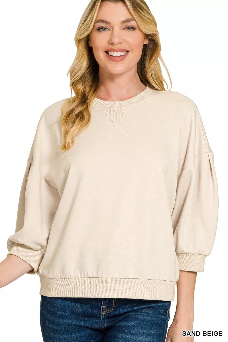 Zenana Scuba Dolman Sleeve Sweatshirt - 