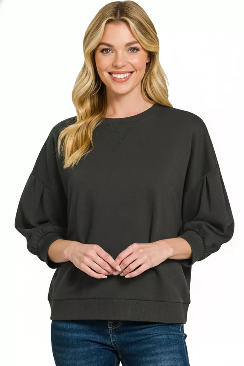 Zenana Scuba Dolman Sleeve Sweatshirt - 