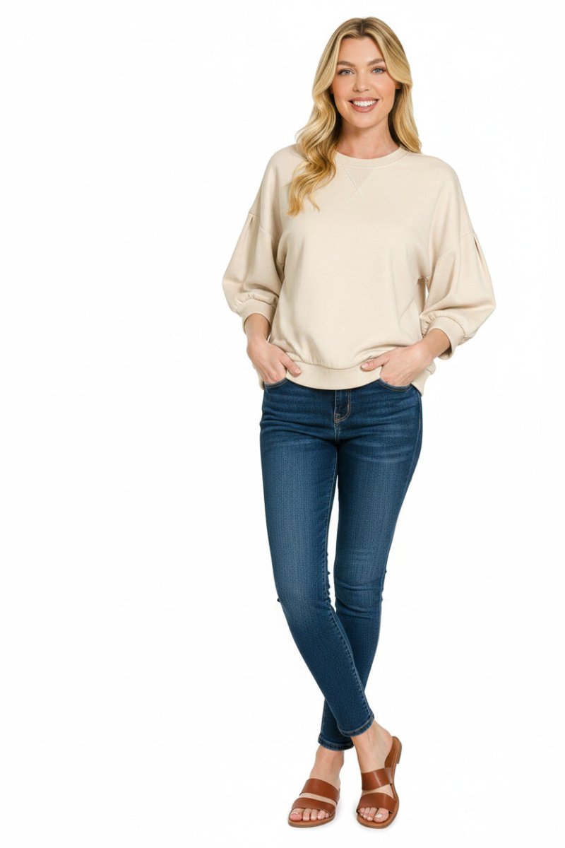 Zenana Scuba Dolman Sleeve Sweatshirt - 