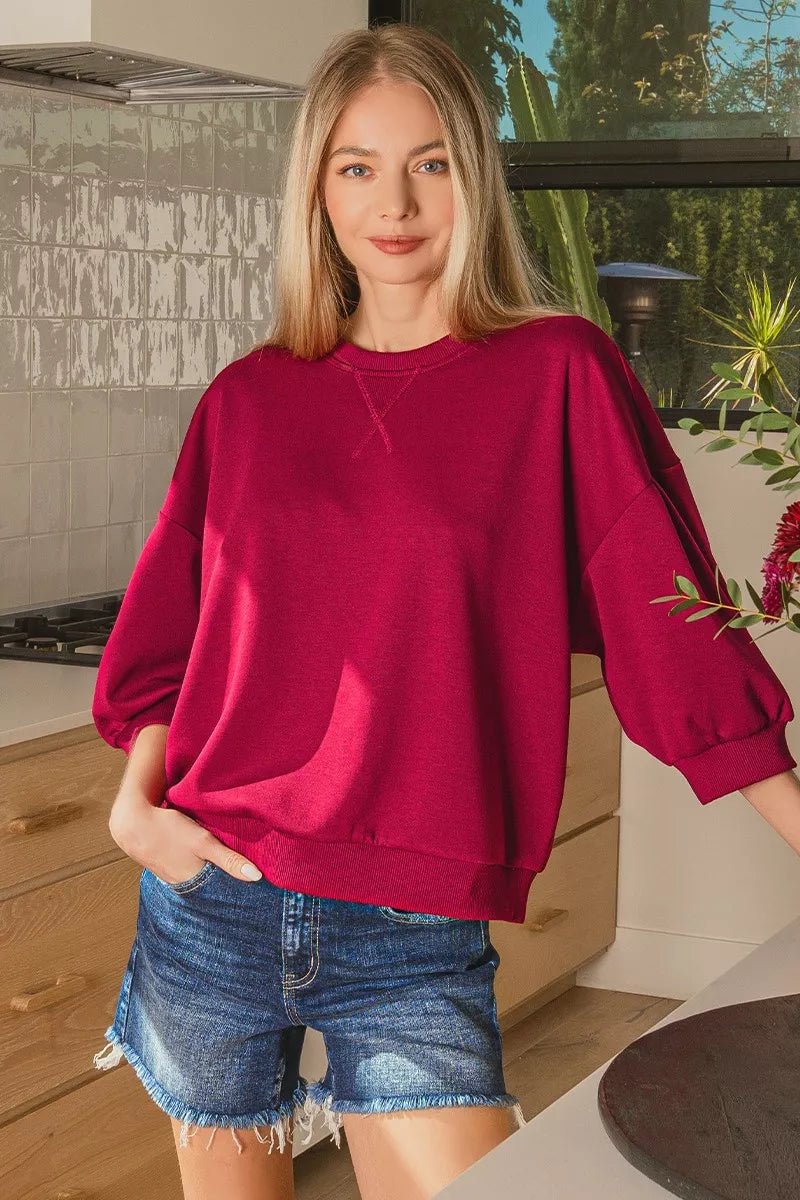 Zenana Scuba Dolman Sleeve Sweatshirt - 