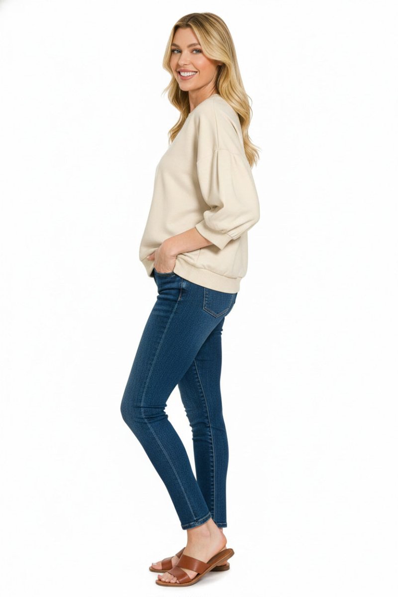 Zenana Scuba Dolman Sleeve Sweatshirt - 