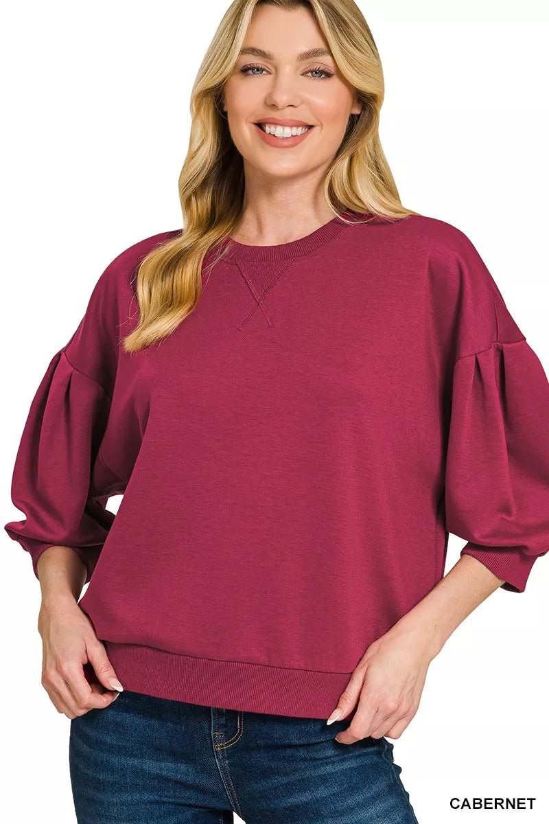 Zenana Scuba Dolman Sleeve Sweatshirt - 