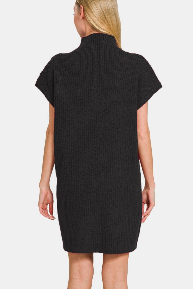 Zenana Short Sleeve Sweater Mini Dress - Sweater Dress