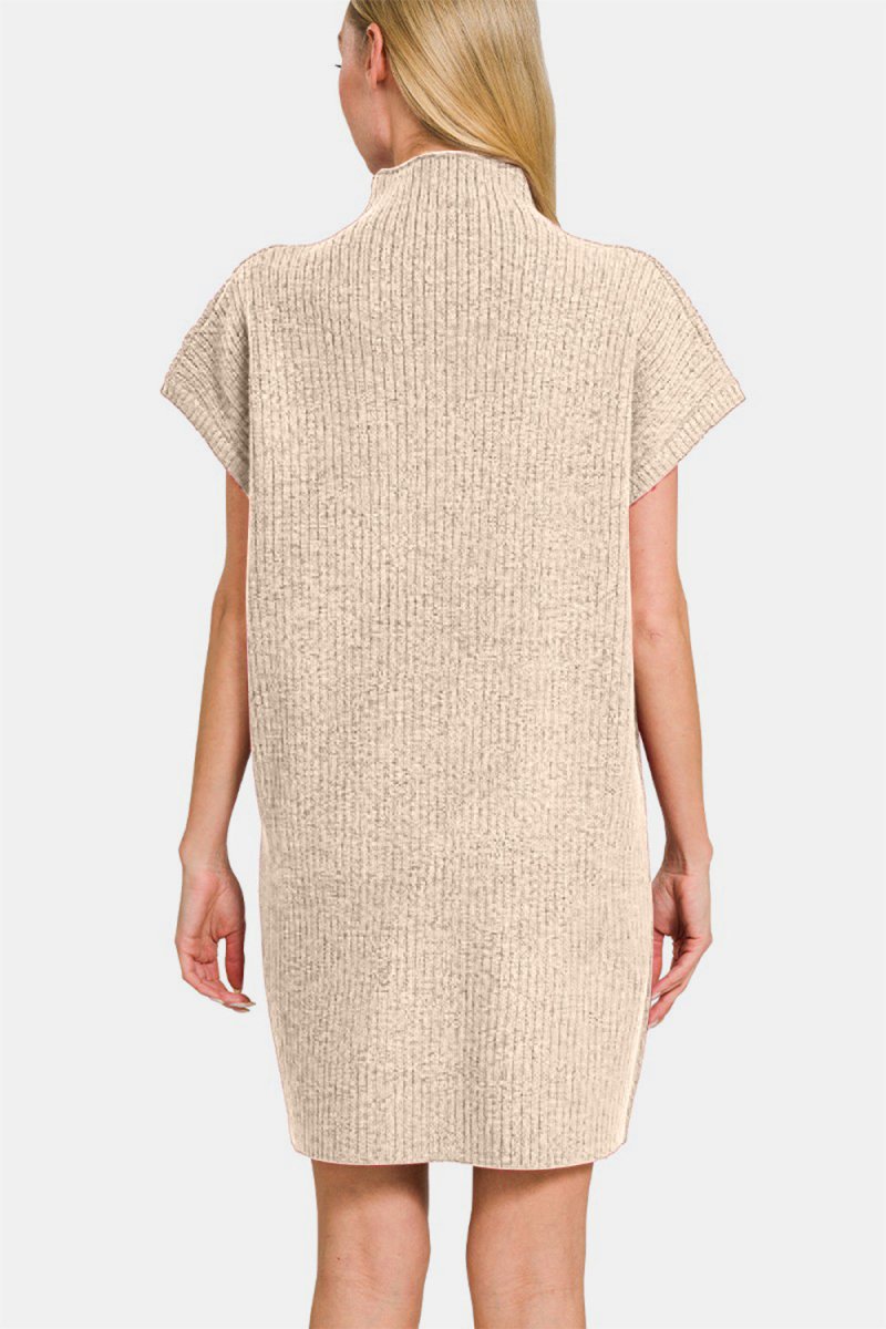 Zenana Short Sleeve Sweater Mini Dress - Sweater Dress