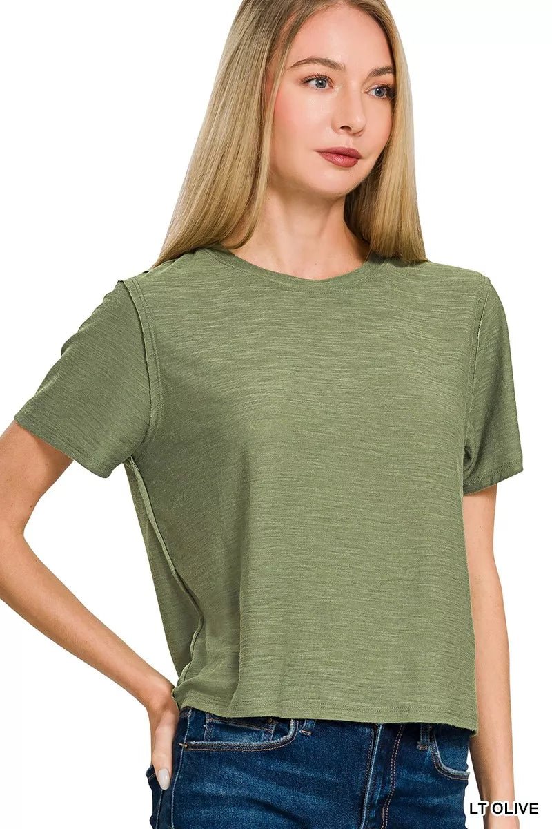 Zenana Slub Short Sleeve Tee - 