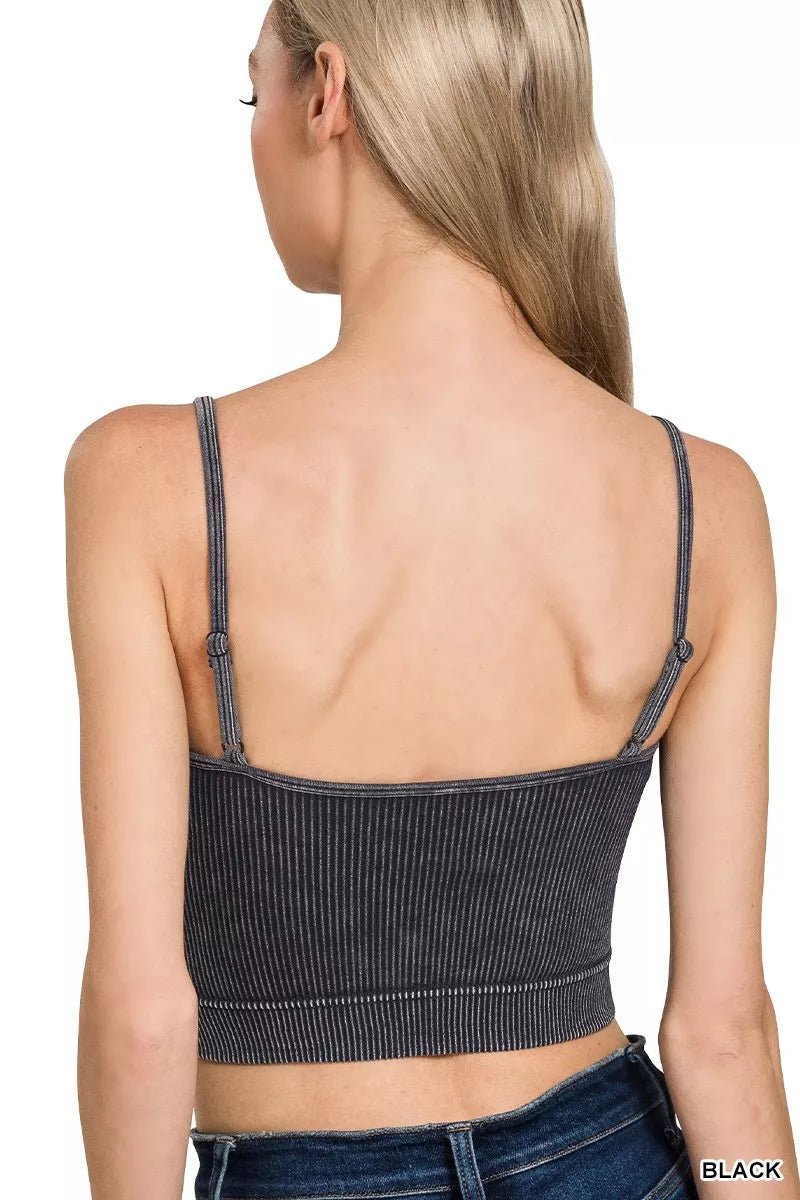 Zenana Stone Washed Ribbed Seamless Tank Top - 