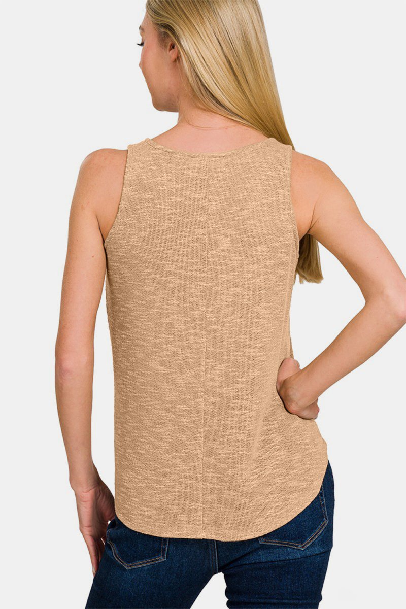 Zenana V - Neck Curved Hem Tank - Top