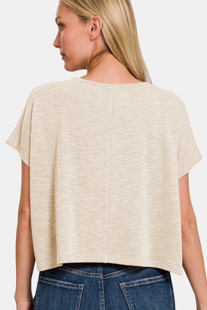 Zenana V - Neck Short Sleeve Crop T-Shirt - Top