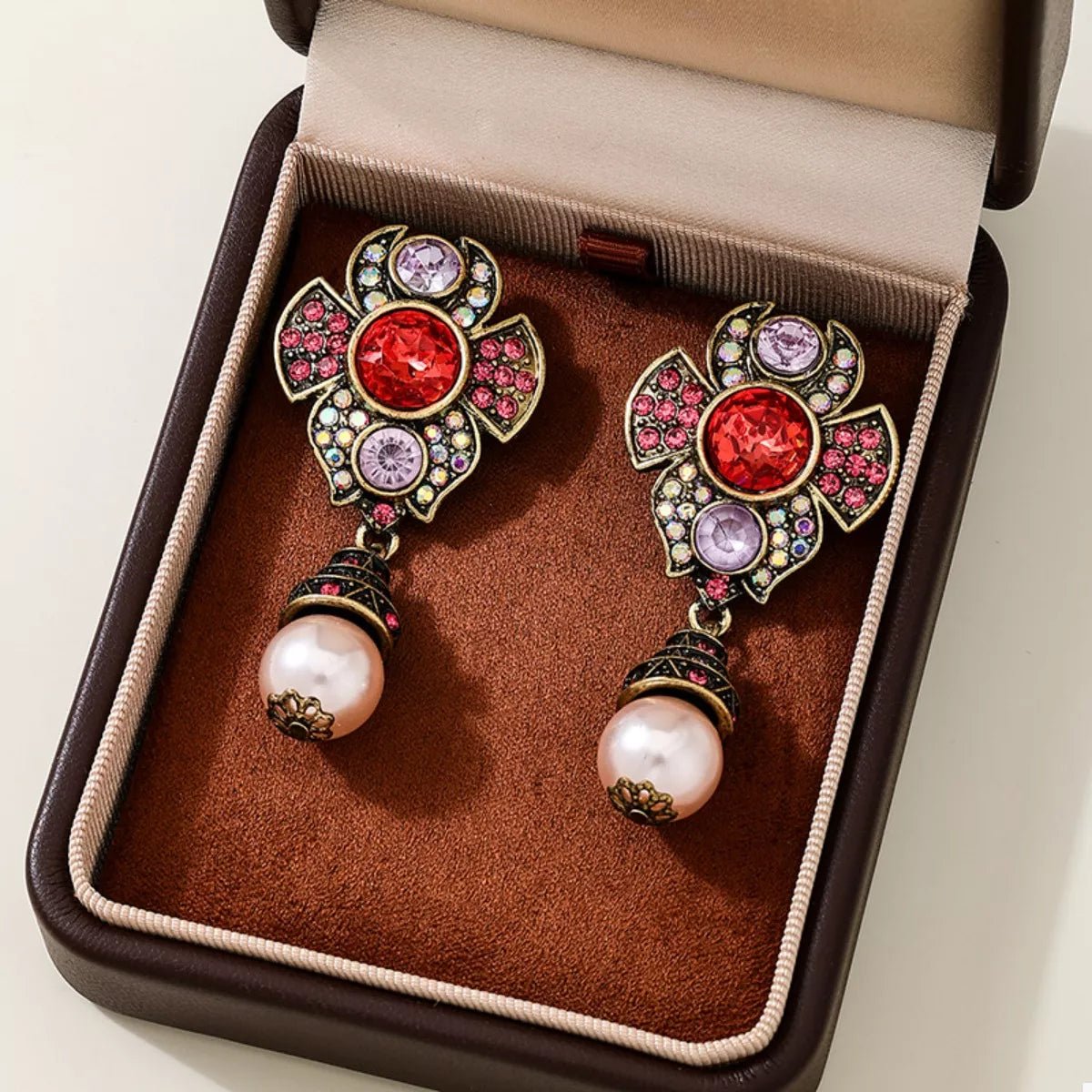 Zinc Alloy Flower Pearl Drop Earrings - 