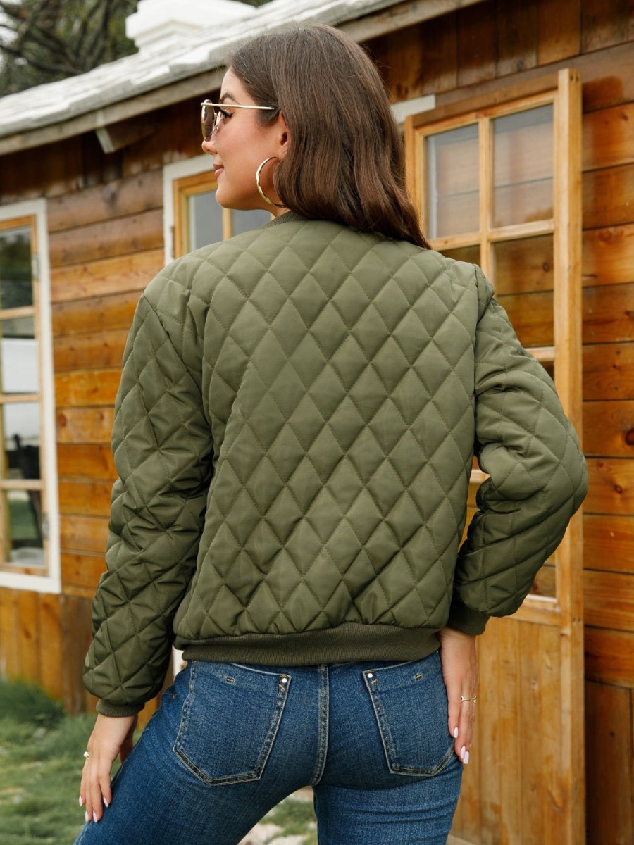 Zip - Up Baseball Collar Jacket - Outerwear