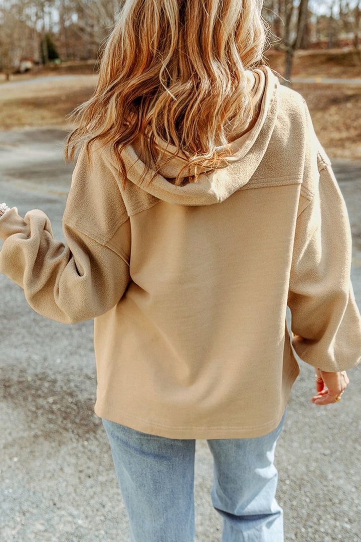 Zip - Up Drawstring Hooded Jacket - Outerwear