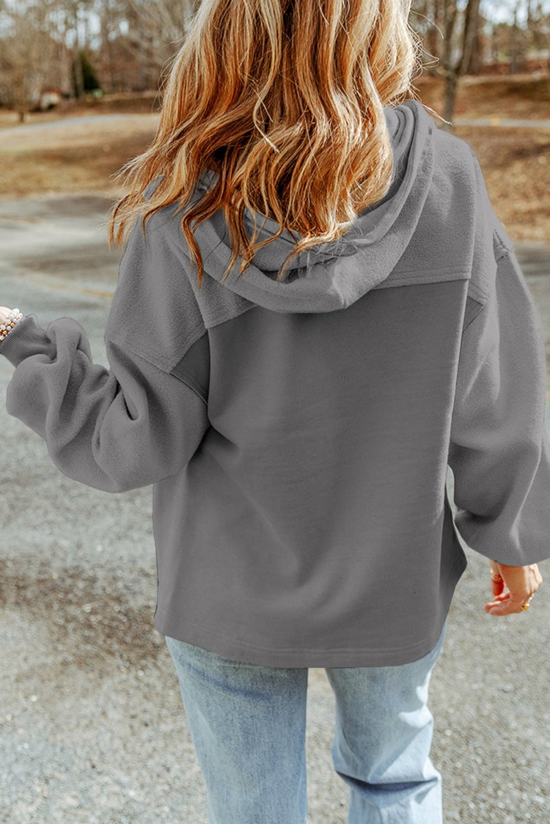 Zip - Up Drawstring Hooded Jacket - Outerwear