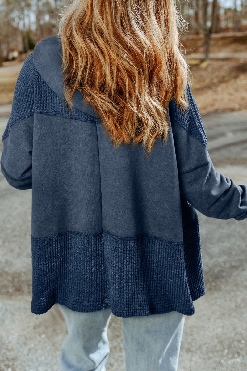 Zip - Up Drawstring Hooded Jacket - Outerwear