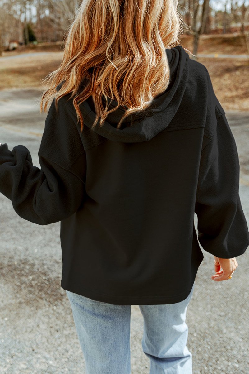 Zip - Up Drawstring Hooded Jacket - Outerwear