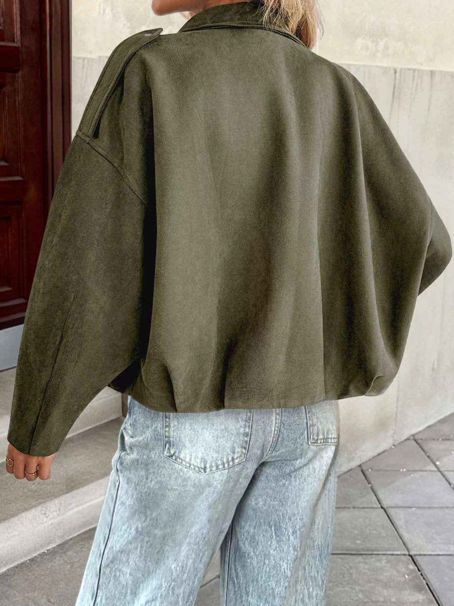 Zip Up Drop Shoulder Jacket - 