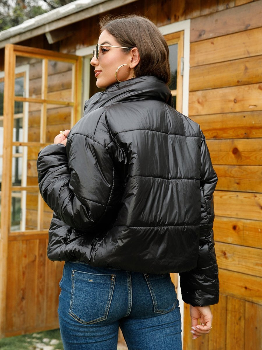 Zip - Up High Neck Puffer Jacket - Outerwear