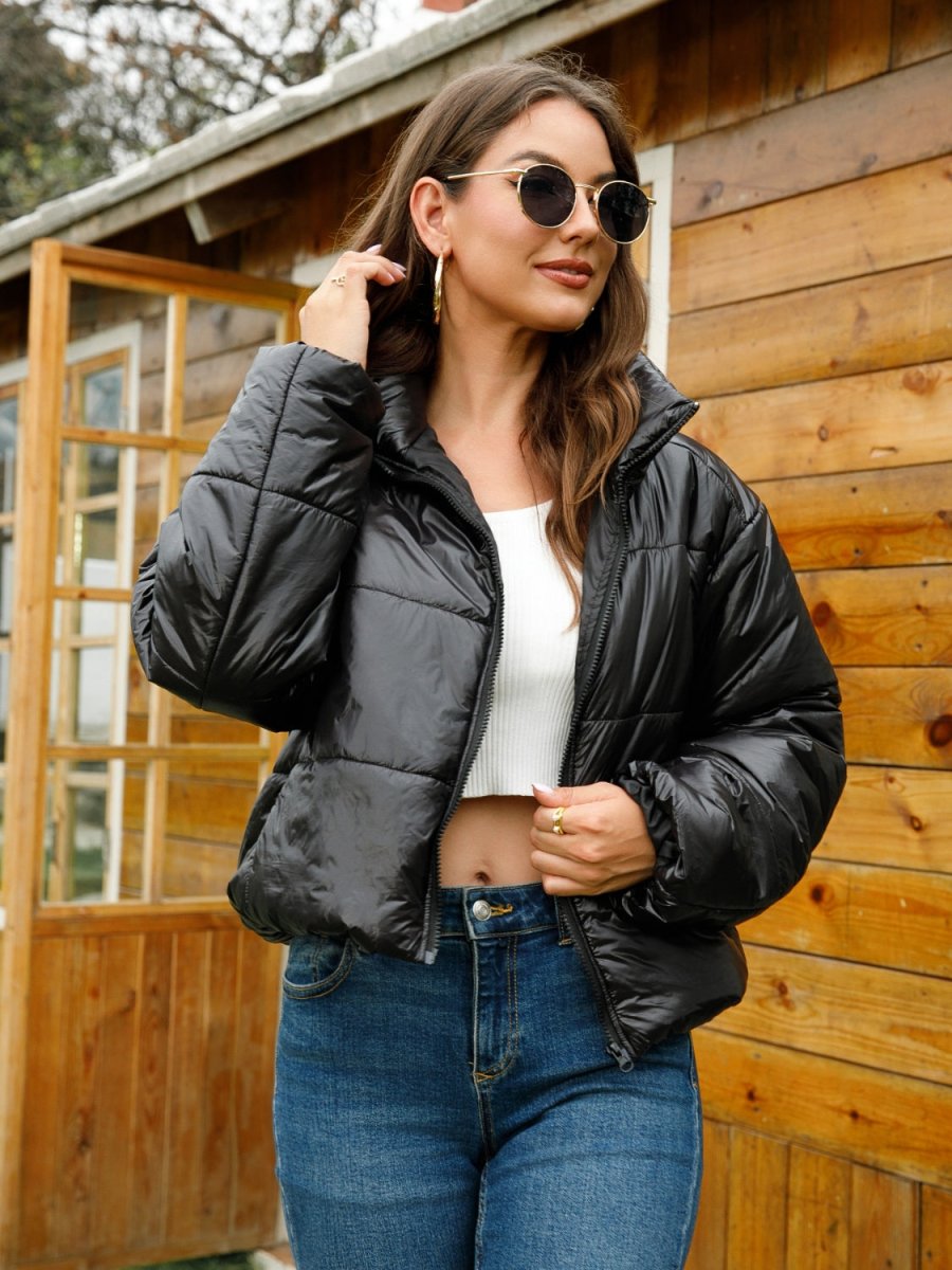 Zip - Up High Neck Puffer Jacket - Outerwear