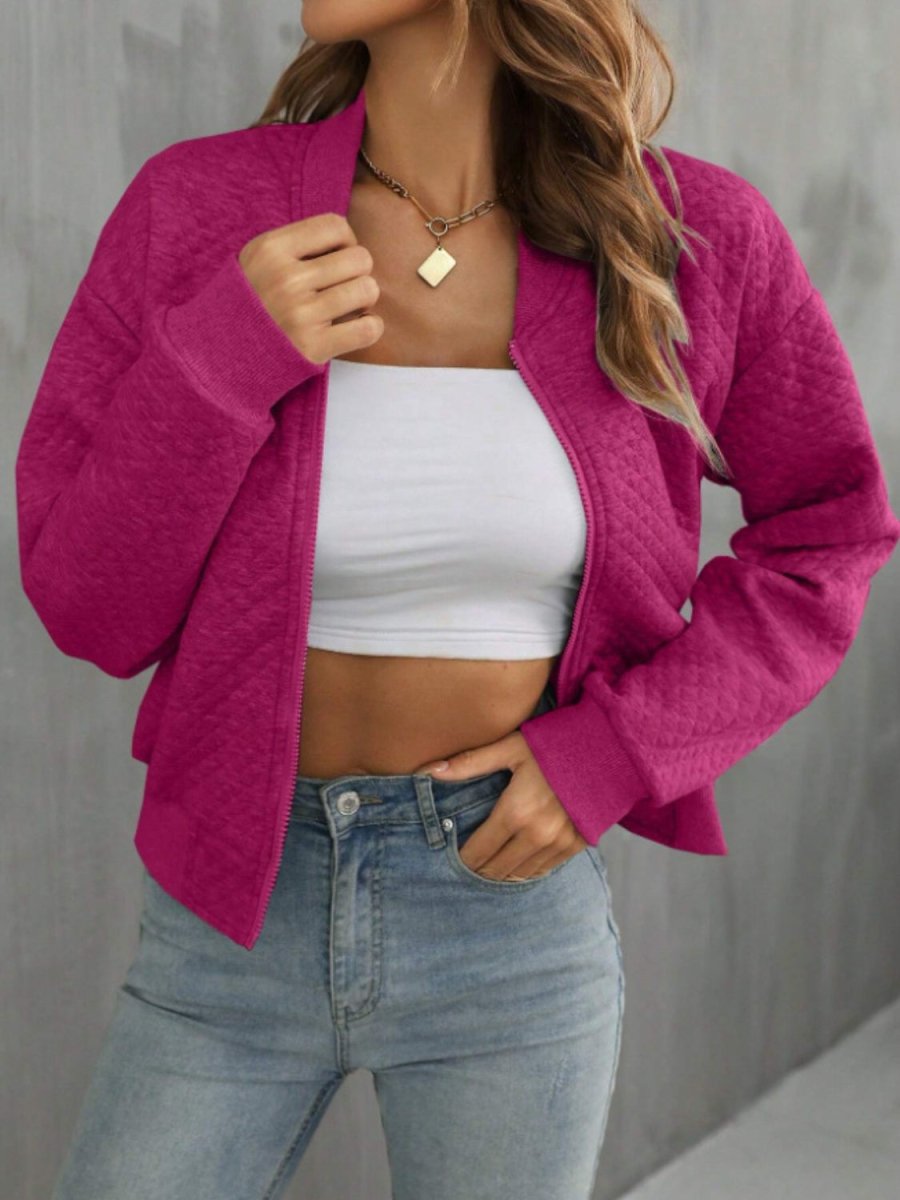 Zip Up Long Sleeve Jacket - Outerwear