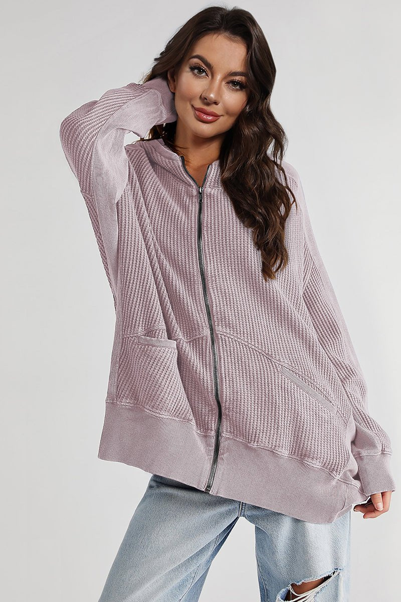Zip - Up Long Sleeve Jacket - Outerwear