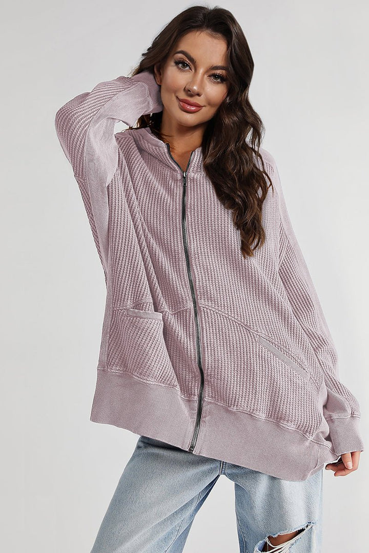 Zip - Up Long Sleeve Jacket - Outerwear