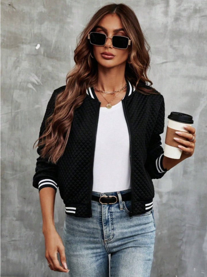 Zip Up Long Sleeve Jacket - Outerwear