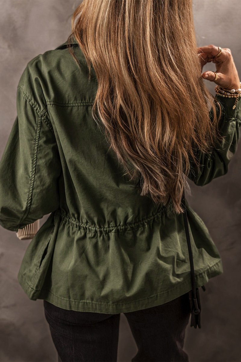 Zip Up Long Sleeve Jacket - Outerwear