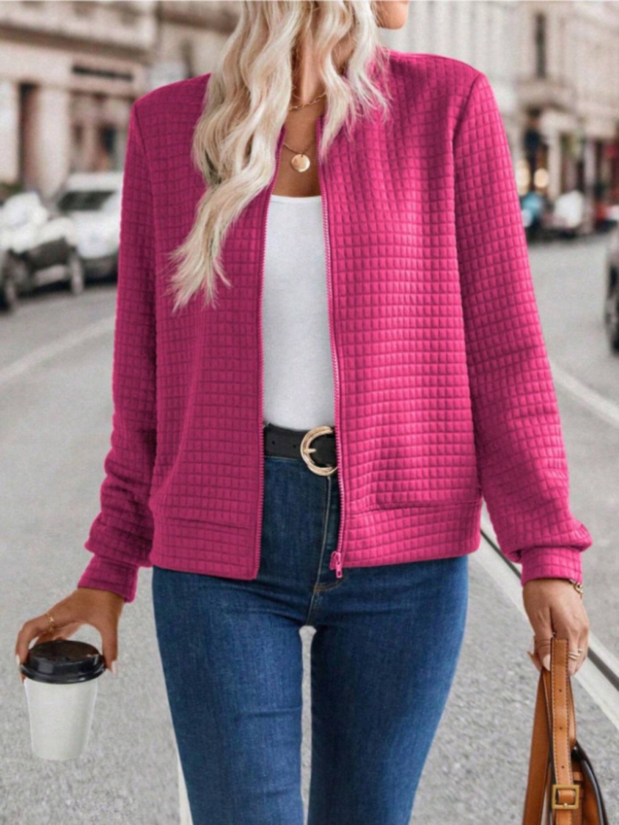 Zip Up Long Sleeve Jacket - Outerwear