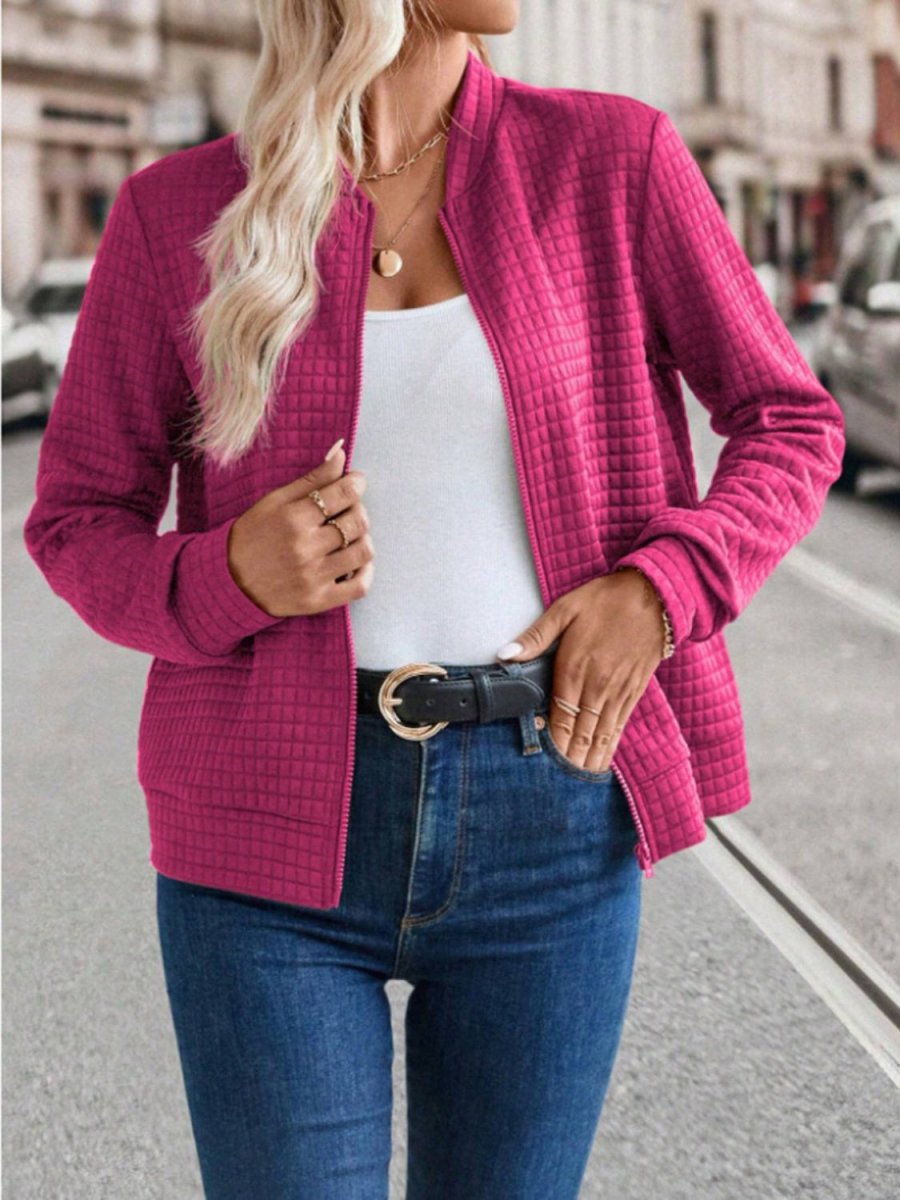 Zip Up Long Sleeve Jacket - Outerwear