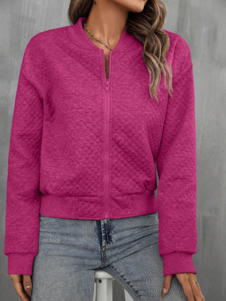 Zip Up Long Sleeve Jacket - Outerwear