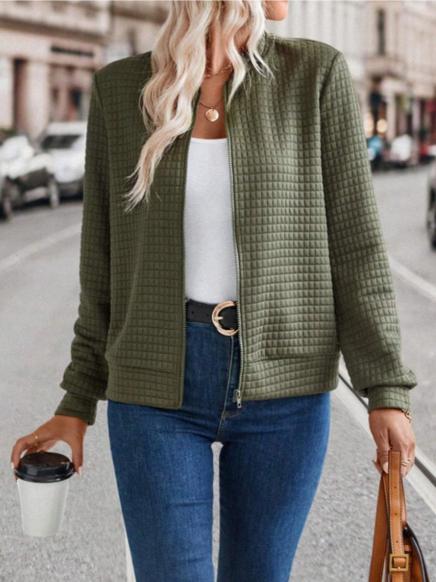 Zip Up Long Sleeve Jacket - Outerwear