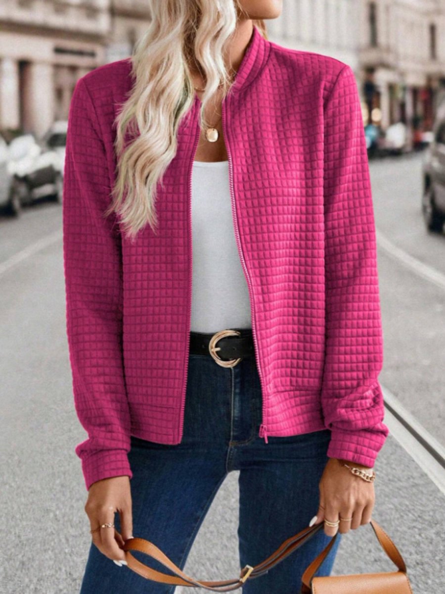 Zip Up Long Sleeve Jacket - Outerwear