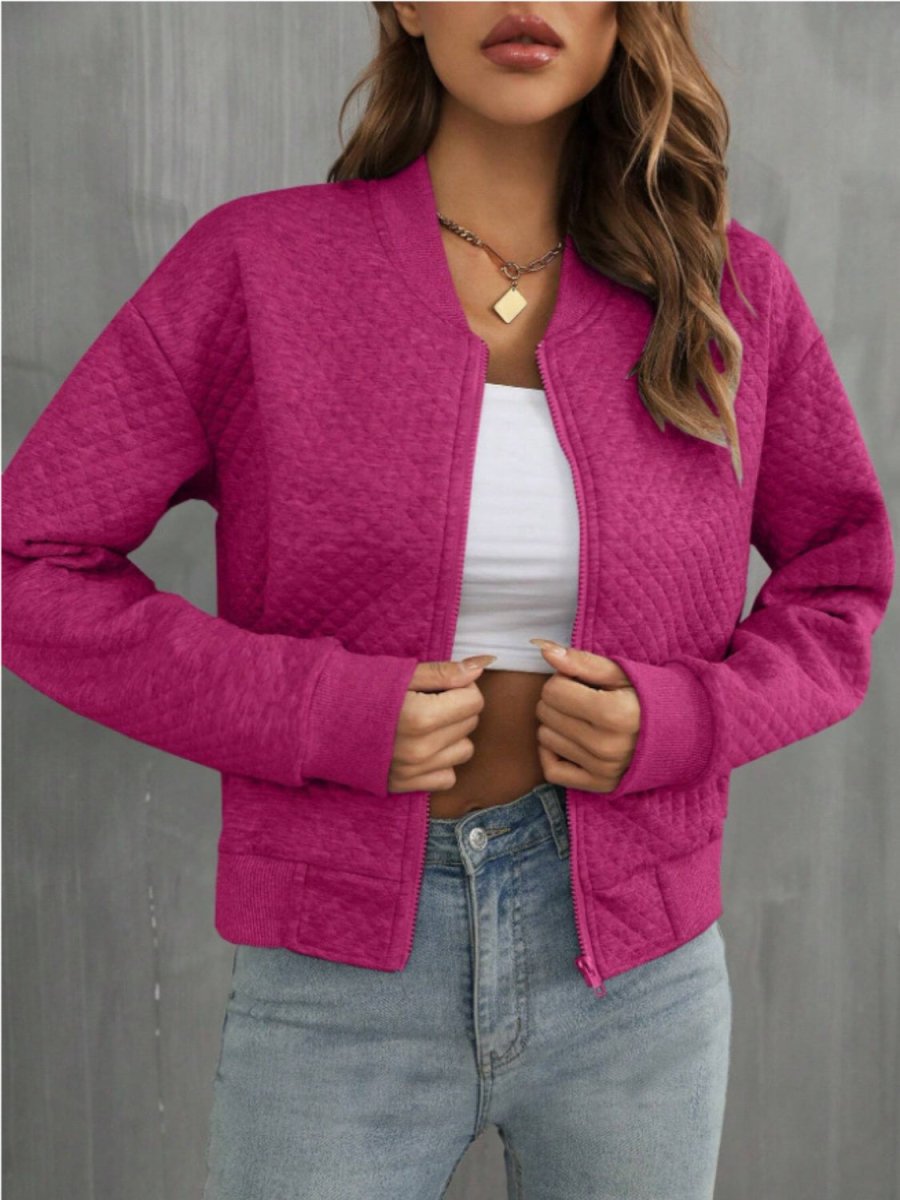 Zip Up Long Sleeve Jacket - Outerwear