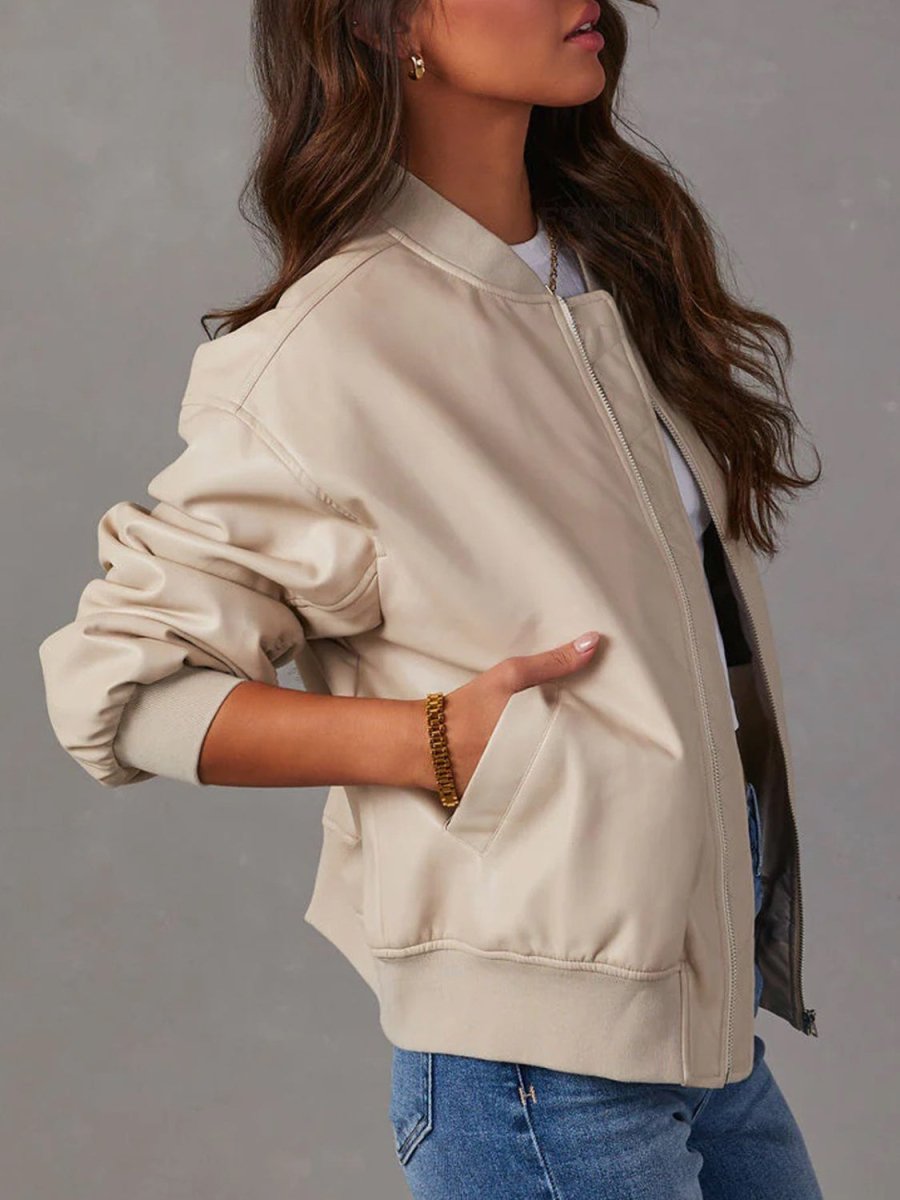 Zip Up Long Sleeve Jacket - Outerwear