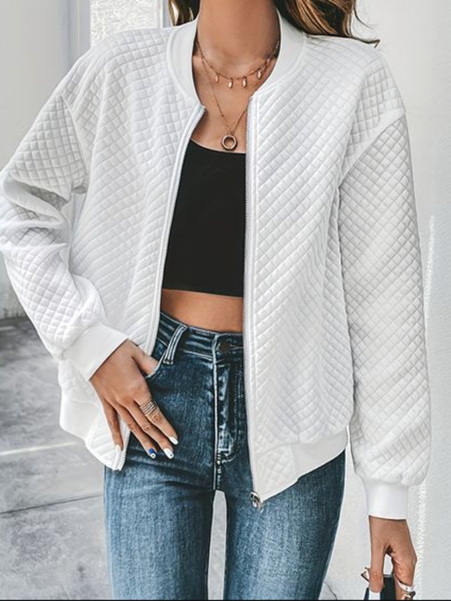 Zip Up Long Sleeve Jacket - Outerwear