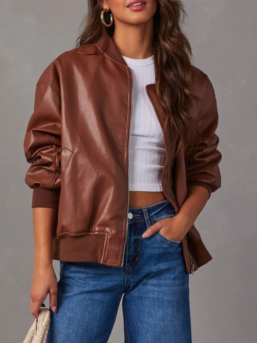 Zip Up Long Sleeve Jacket - Outerwear