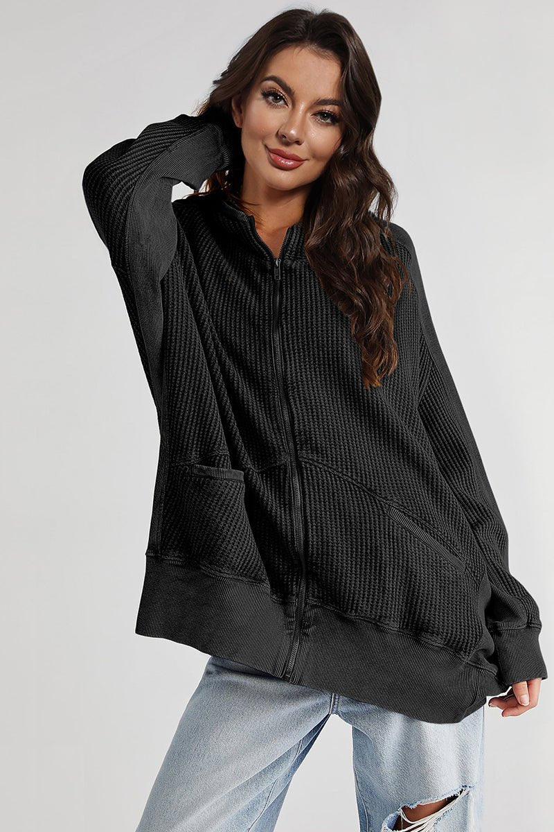 Zip - Up Long Sleeve Jacket - Outerwear