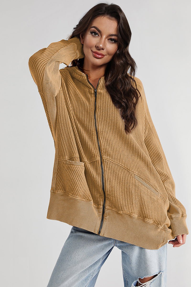 Zip - Up Long Sleeve Jacket - Outerwear