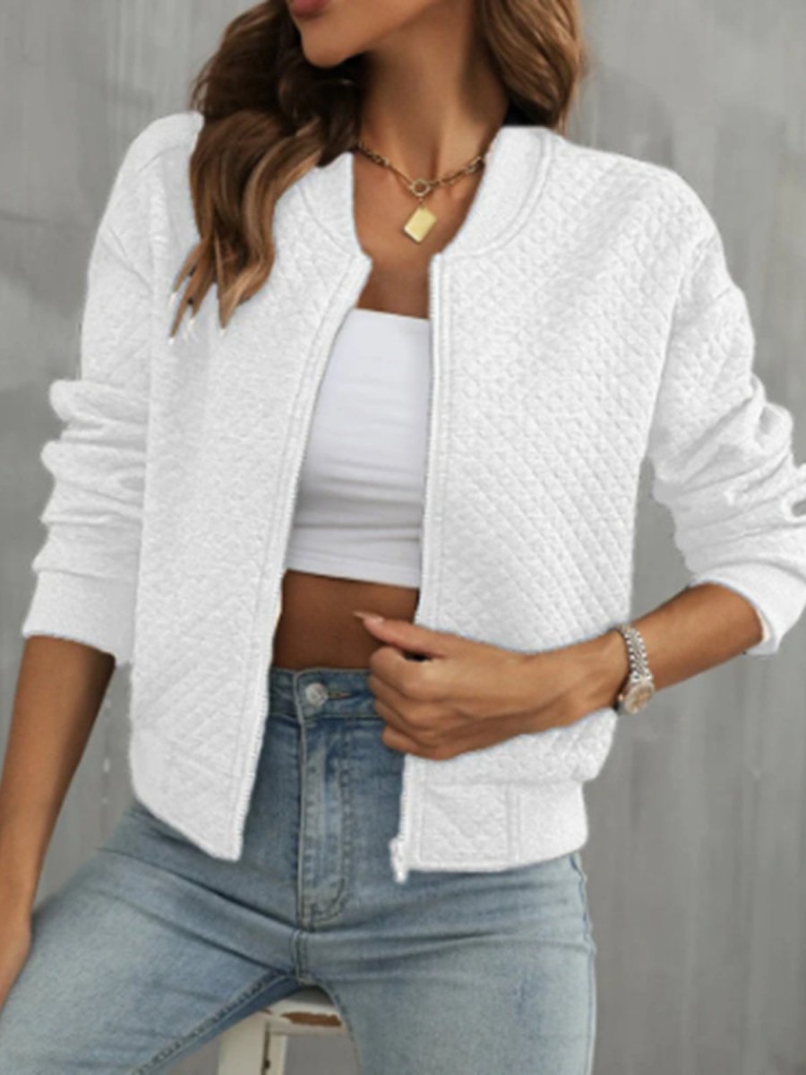 Zip Up Long Sleeve Jacket - Outerwear