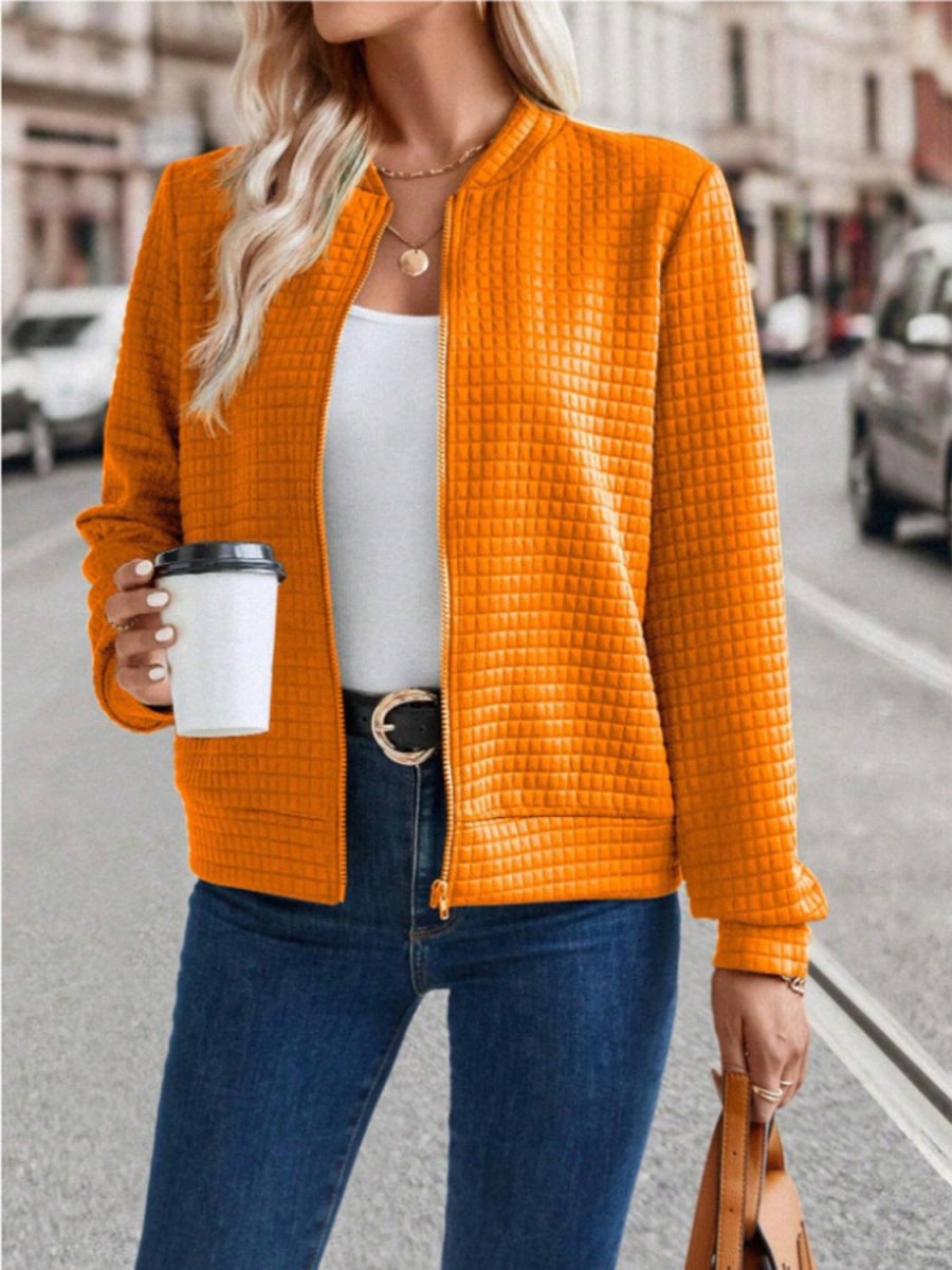 Zip Up Long Sleeve Jacket - Outerwear